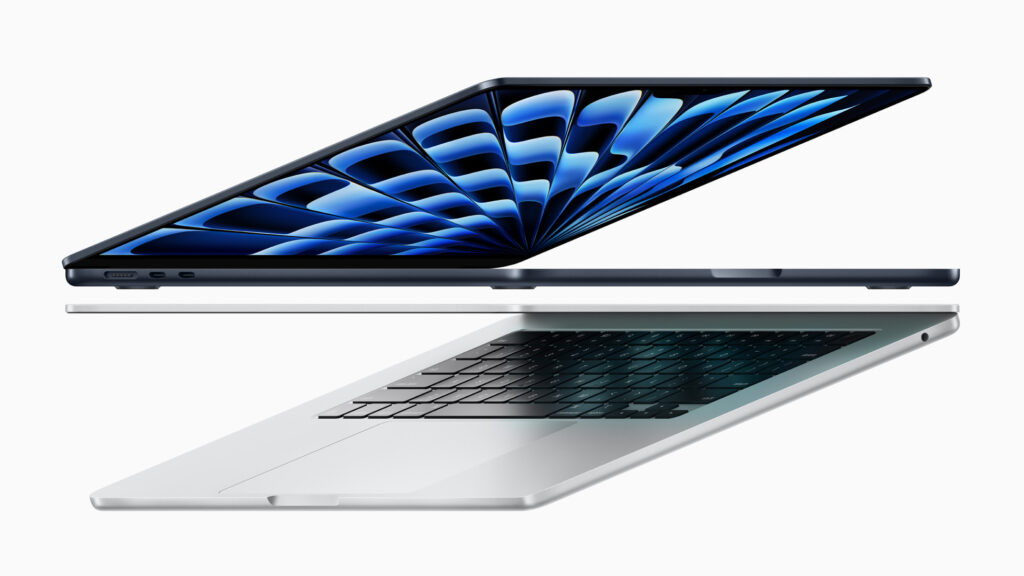 Apple 2024 MacBook Air 15-inch model with M3 chip, showcasing its ultra-thin design, vibrant display, and sleek aluminum build.